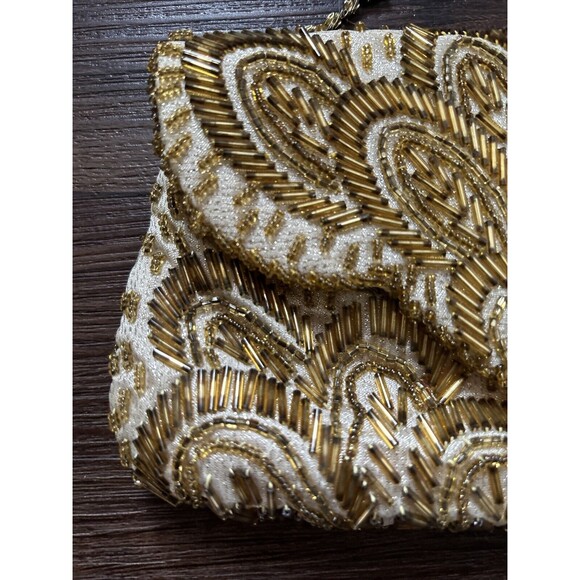 Vintage Gold Hand Beaded Clutch Convertible Shoulder Bag MCM Art Deco Y2… - Picture 3 of 7